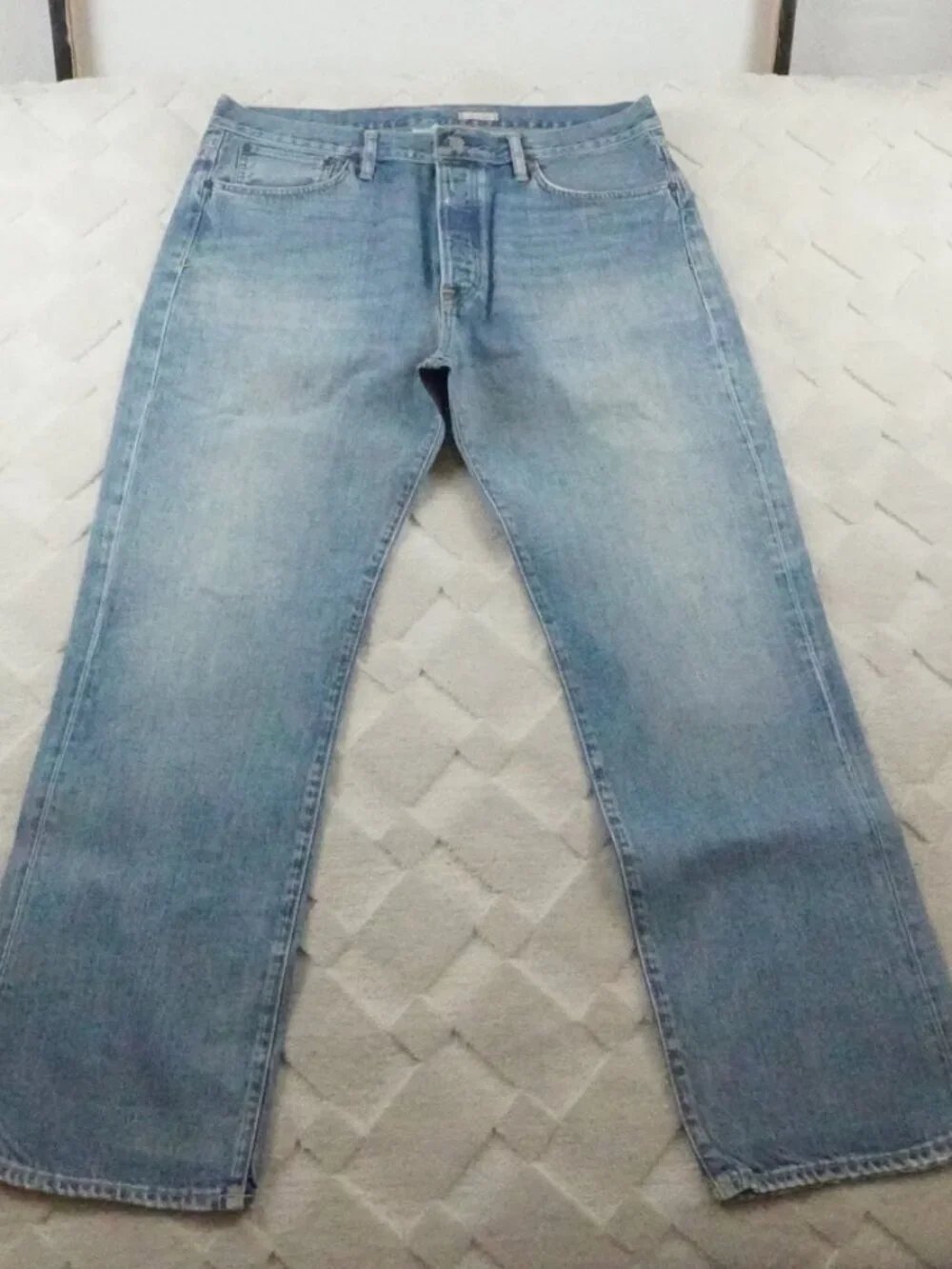 Polo Ralph Lauren Vintage Straight Leg Jean Mens 36x30 Light Wash STARCHED